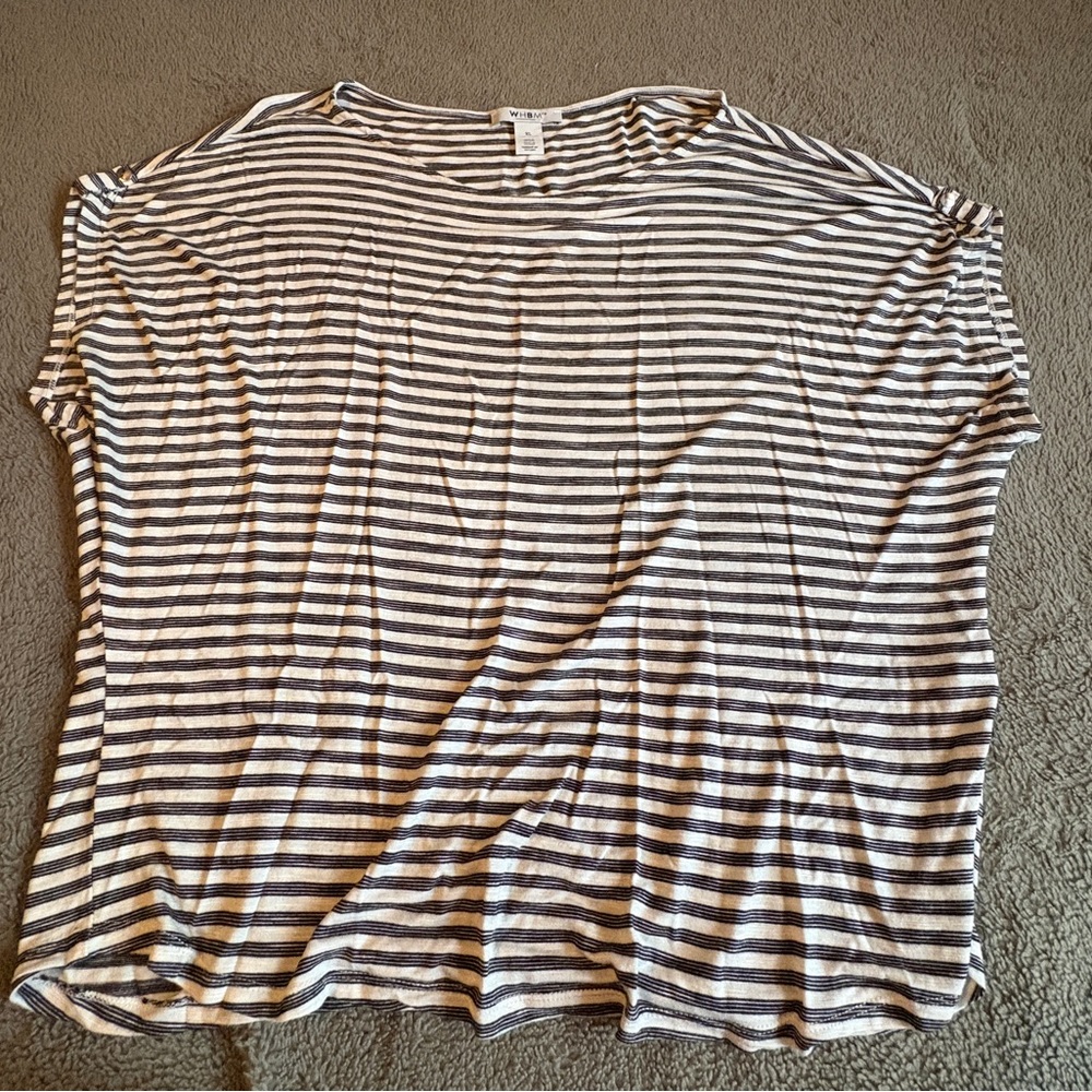 White House Black Market Black and White Striped Top